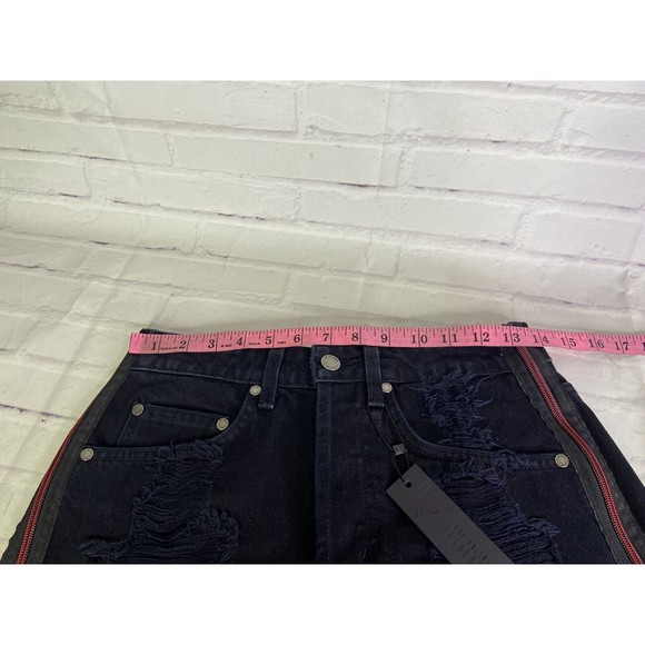 LF The Brand Shorts Women Size 26 Black Button-fly Red Zip Detail Cut-offs NEW - Picture 7 of 11